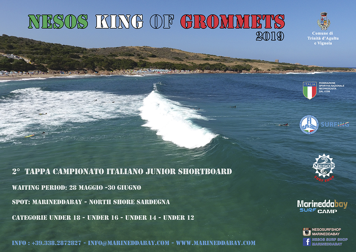 locandina king of the grommets 2019 Nesos surf club marinedda